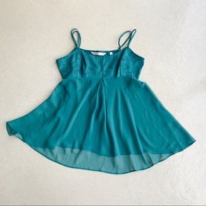 Vintage Victoria’s Secret teal satin & chiffon slip dress size medium